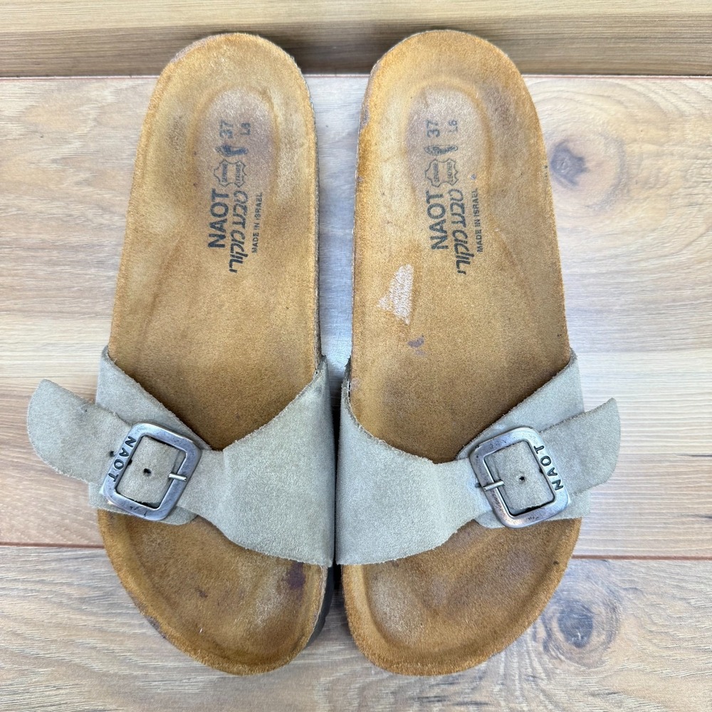 NAOT Madrid Slip On Sandals Womens 6 EU 37 Sand Suede Comfort Walking Travel